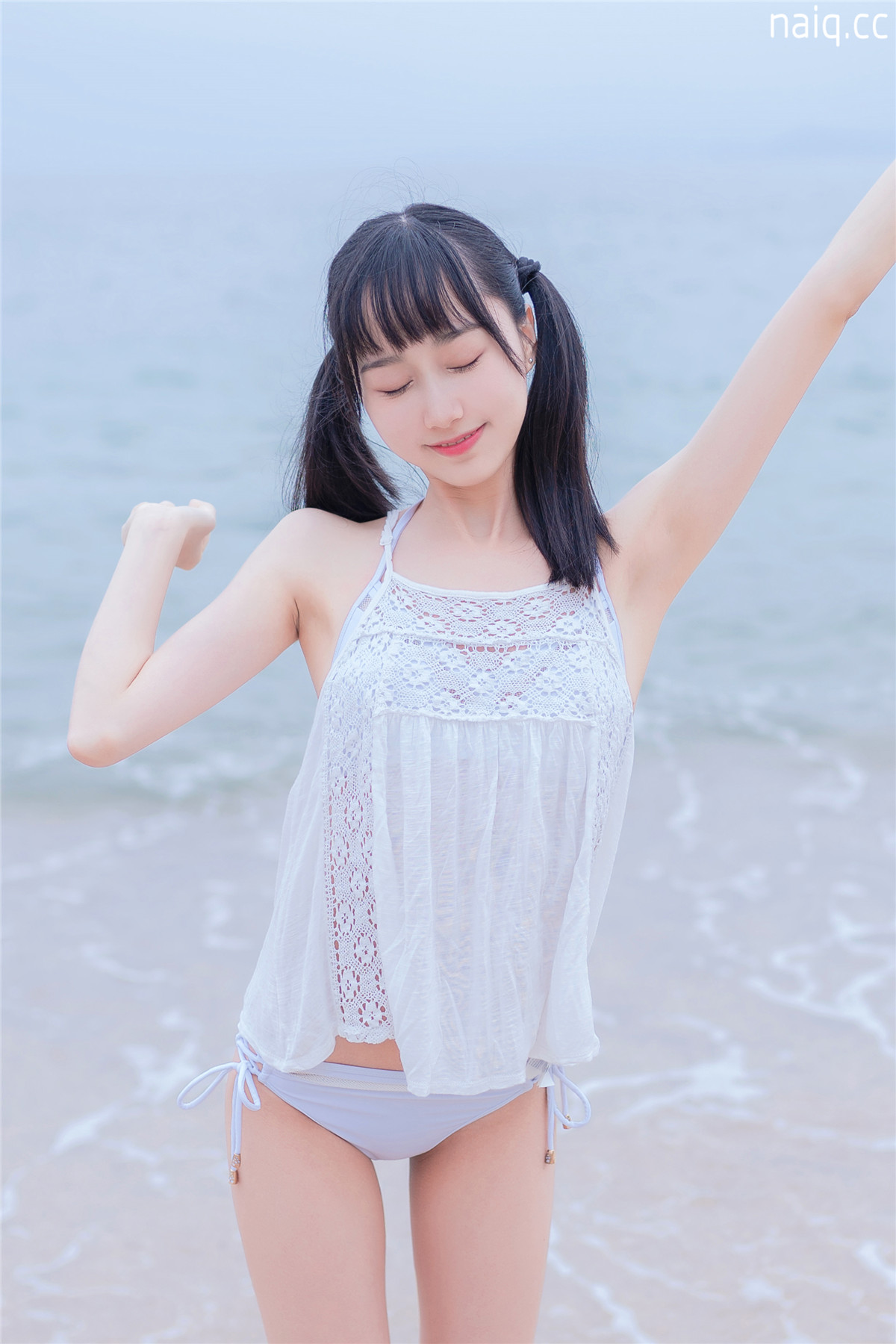木绵绵OwO - 海边白色比基尼 [30P-133MB] - 奶圈