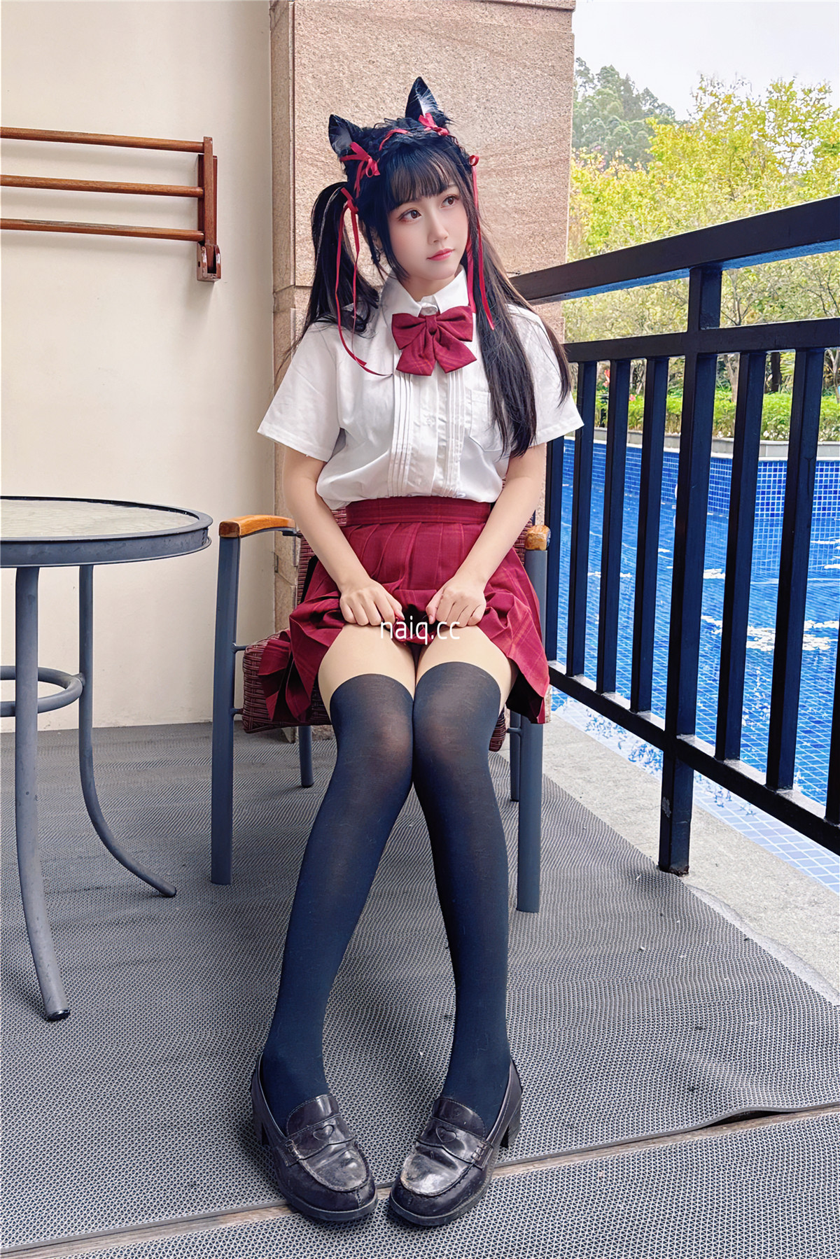 不呆猫 - 温泉双马尾JK [22P1V-712MB] - 奶圈